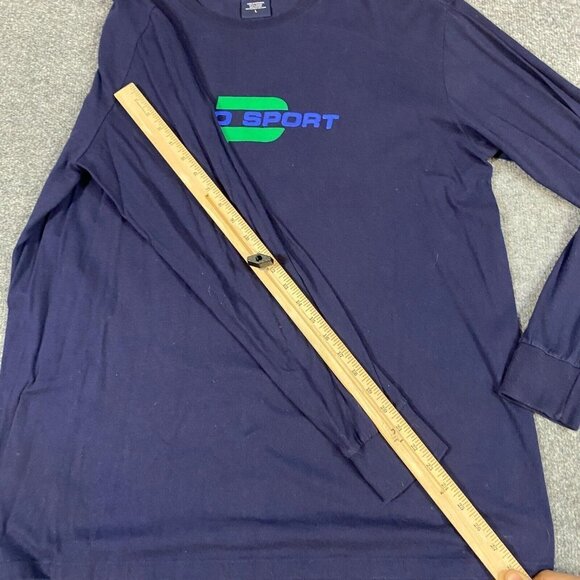 Polo Sport T-shirt L Blue Long Sleeve Cotton Spellout Vintage - Picture 5 of 8